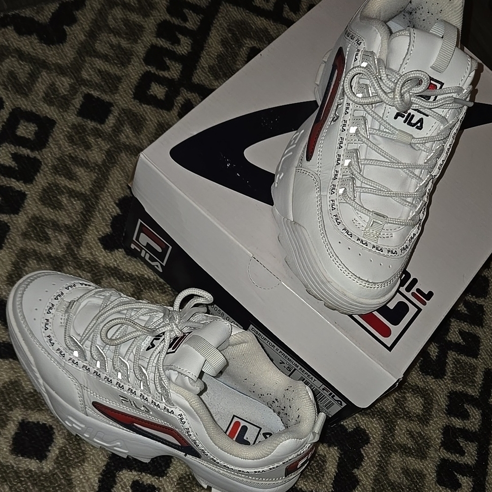 FILA White Sneakers with Red Accents